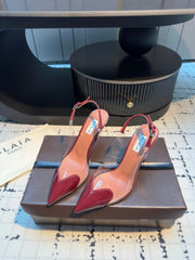 ALAIA HIGH SLINGBACK 25S 90 MM IN DARK RED CALFSKIN