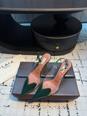 ALAIA HIGH SLINGBACK 25S 90 MM IN DARK GREEN CALFSKIN