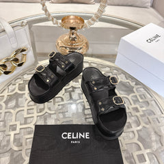 POLLY WEDGE MULE IN BLACK SHINY CALFSKIN