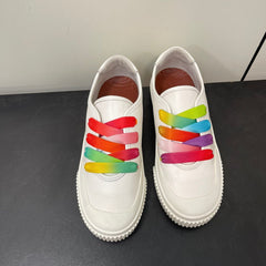 LP CLASSIC BISCUIT SNEAKERS WHITE WITH MULTI-COLOR LACES CALFSKIN