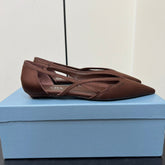 CUT-OUT BALLERINAS IN CHOCOLATE BROWN SATIN