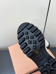 LACE-UP LOAFERS WITH THICK SOLE IN WHITE SHINY SHEEPSKIN