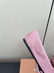 LOAFERS WITH BOW IN PINK SUEDE