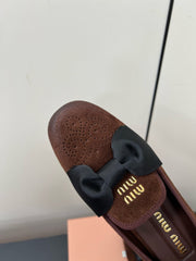 LOAFERS WITH BOW IN CHOCOLATE SUEDE
