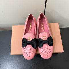 LOAFERS WITH BOW IN PINK SHEEPSKIN