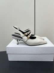 JUDY DOUBLE STRAP MARY JANE SLINGBACK IN WHITE PATENT CALFSKIN