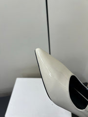 JUDY DOUBLE STRAP MARY JANE SLINGBACK IN WHITE PATENT CALFSKIN