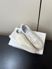CELINE 25S RACER FORREST GUMP SNEAKERS IN IVORY AND GRAY MERCERIZED CALFSKIN