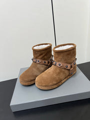 BALENCIAGA 25S ALASKA ANKLE BOOTS IN BROWN SUEDE AND LAMBSKIN