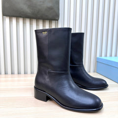 PRADA 25S LOW-CUT BOOTS IN BLACK LAMBSKIN