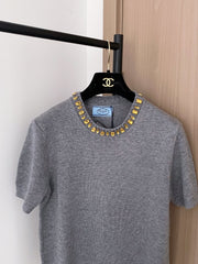 PRADA 25S BEADED CREW NECK SWEATER 322