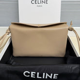 CELINE 25S TRIO FLAP 22MM IN DARK BEIGE SMOOTH LAMBSKIN GOLD HARDWARE
