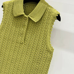 GUCCI SLEEVELESS KNIT POLO DRESS IN BUTTER YELLOW 267480