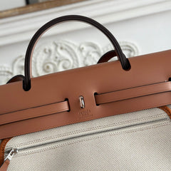 HERBAG ZIP 31 LAQUERED BAG IN OFF-WHITE MIX YELLOW H PLUME CANVAS