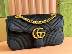 GUCCI 26S GG MARMONT MATELASSE 26 IN BLACK VELVET