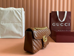 MARMONT MEDIUM SHOULDER BAG 26 IN BROWN MATELASSE CHEVRON LAMBSKIN