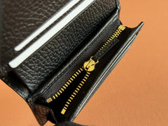 MARMONT BI-COLOUR CARD CASE WALLET 11 IN BEIGE EBONY GG CANVAS BLACK CALFSKIN