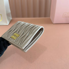 SMALL MATELASSÉ NAPPA LEATHER WALLET TAUPE GRAY