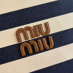 HOBO BAG 40 BLUE AND WHITE STRIPED IN CANVAS