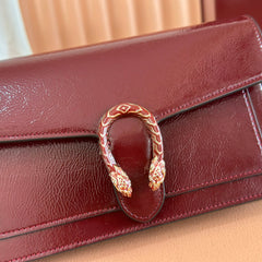 GUCCI 25S DIONYSUS WALLET ON CHAIN 20 IN ROSSO ANCORA GLOSSY CALFSKIN