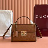 GUCCI 26S PADLOCK BAG 26 IN BROWN EMBOSSED CALFSKIN