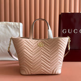 GUCCI 25S SMALL TOTE BAG 39 CM IN NUDE PINK CALFSKIN WITH GOLD HARDWARE