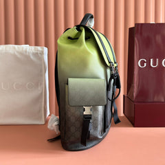 GUCCI 25S BACKPACK 46 CM IN NEON GREEN TO DARK GRAY OMBRÉ CALFSKIN