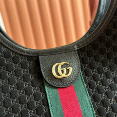 GUCCI 25S GIGLIO LARGE TOTE BAG 25 CM IN BLACK CANVAS