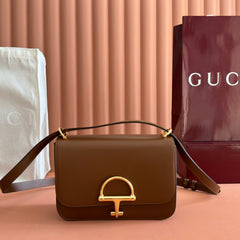 GUCCI 26S SIENA SHOULDER BAG 22 IN BROWN CALFSKIN