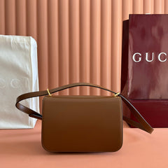 GUCCI 26S SIENA SHOULDER BAG 22 IN BROWN CALFSKIN