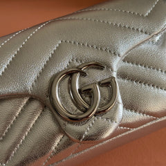 GUCCI 26S GG MARMONT BAG 16 IN SILVER LAMBSKIN
