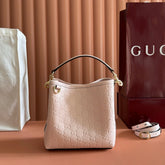 GUCCI 26S HAND BAG 19 IN LIGHT PINK CALFSKIN WITH MONOGRAM PATTERN