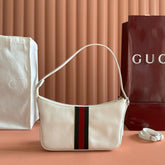 GUCCI 26S LUNETTA SHOULDER BAG 22 IN WHITE CALFSKIN