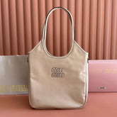 MIUMIU 26S IVY 40 TOTE IN BEIGE PATENT CALFSKIN