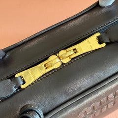 MIUMIU 26S BEAU TOP HANDLE BAG 28 IN BLACK CALFSKIN GOLD HARDWARE