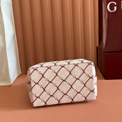 GUCCI 26S GG EMBLEM BUCKET BAG 19 IN LIGHT PINK COATED FABRIC