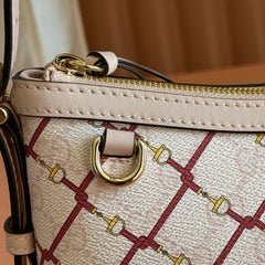 GUCCI 26S GG EMBLEM BUCKET BAG 22 IN LIGHT PINK COATED FABRIC