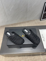 ALAIA WOVEN FLAT SHOES IN BLACK CALFSKIN STYLE 5