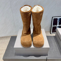 BALENCIAGA 25S BOOTS PLATFORM HEEL IN BROWN SUEDE STYLE 4