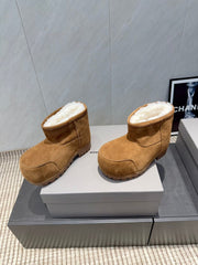 BALENCIAGA 25S LOW ANKLE BOOTS PLATFORM HEEL IN BROWN SUEDE STYLE 6