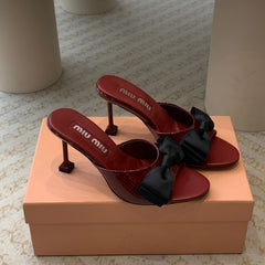 Ruby High - Heels With Black Bow Calfskin