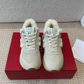 VIV' RUN SNEAKER IN BEIGE SUEDE AND SHEARLING