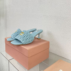 Women's Mid - Heel Baby Blue Leather