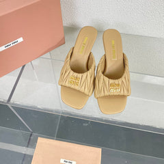 Women's Mid - Heel Apricot Leather Stylized