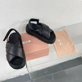 Thick-Soled Sandals Black Leather