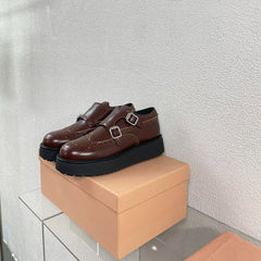 Baroque Thick-Soled Oxford Shoes Walnut Calfskin