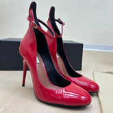 DECOLLETE PUMPS IN CHERRY RED PATENT CALFSKIN