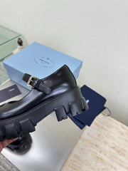 PRADA 25S PLATFORM MARY JANE SHOES IN BLACK CALFSKIN STYLE 3