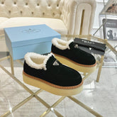 SUEDE LOAFER BLACK WITH SHEARLING LINING