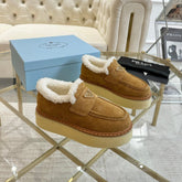 SUEDE LOAFER CAMEL WITH SHEARLING LINING